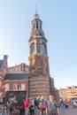 The Munttoren or Munt tower in old town of Amsterdam Royalty Free Stock Photo