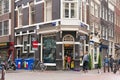 AMSTERDAM, NETHERLANDS - JUNE 25, 2017: View of the Stach food cafe on the Nieuwe Spiegelstraat street in historical part.