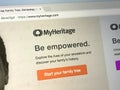Homepage of MyHeritage