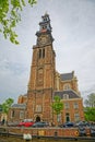 Amsterdam Westerkerk old church in Prinsengracht street