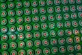 Closeup of a large display of Heineken beer bottle caps. Royalty Free Stock Photo