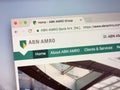 Homepage of ABN AMRO Bank, third-largest bank in the Netherlands.