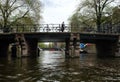 Bridge across the canal in Amsterdam Royalty Free Stock Photo