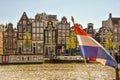 Amsterdam, Netherlands, May 2022. The dancing houses and the house boats at the Amstel river in Amsterdam Royalty Free Stock Photo