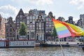 Amsterdam, Netherlands, May 2022. The dancing houses and the house boats at the Amstel river in Amsterdam Royalty Free Stock Photo