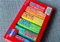 Amsterdam, Netherlands - May 04 2019: Tonys Chocolonely milk chocolate. Fair trade chocolate made by Tonys Chocolonely chocolate Royalty Free Stock Photo