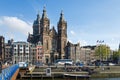 Amsterdam, Netherlands - May 8, 2015: Tourists at Church of Saint Nicholas in Amsterdam