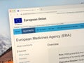 Homepage of The European Medicines Agency or EMA.