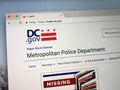 Homepage of the Metropolitan Police Department of the District of Columbia MPDC Royalty Free Stock Photo