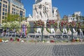 Wreaths at the National Monument in Amsterdam the Netherlands