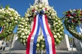 Wreaths at the National Monument in Amsterdam the Netherlands