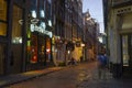 View of red light district at dawn in Amsterdam, Netherlands Royalty Free Stock Photo