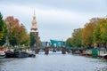 Amsterdam, Netherlands - October 15, 2019: typical landscape of Amsterdam