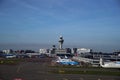 AMSTERDAM, NETHERLANDS - OCTOBER 26 2022: Schiphol Airport in Amsterdam, aerial view after taking off
