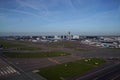 AMSTERDAM, NETHERLANDS - OCTOBER 26 2022: Schiphol Airport in Amsterdam, aerial view after taking off