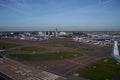 AMSTERDAM, NETHERLANDS - OCTOBER 26 2022: Schiphol Airport in Amsterdam, aerial view after taking off