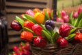 Souvenir wooden tulips in Amsterdam