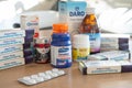 Amsterdam, Netherlands, 03/21/2020. People buy supplies of medicines related to the Coronavirus CoV, COVID-19. People with flu c