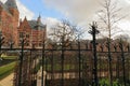 Amsterdam, Netherlands, Rijksmuseum, Garden of famous dutch national museum. Museumplein, Hollanad. Garden alleys and shod fancing Royalty Free Stock Photo