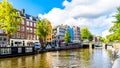 The Prinsengracht Prince Canal at the Leliegracht Lelie Canal with its many historic houses in the center of Amsterdam