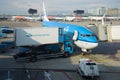 Loading aircraft Boeing 737-800 PH-BXN KLM Royal Dutch Airlines before departure on the Schiphol airport Royalty Free Stock Photo