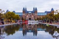 The Rijksmuseum Amsterdam museum area with the words IAMSTERDAM in Amsterdam