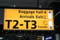 Amsterdam, the Netherlands - september 24th 2019: Yellow airport information board Royalty Free Stock Photo