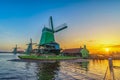 Netherlands, Sunrise at Zaanse Schans Village Royalty Free Stock Photo