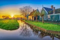 Amsterdam Netherlands, Sunrise landscape at Zaanse Schans Village Royalty Free Stock Photo
