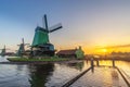 Amsterdam Netherlands, Sunrise Dutch Windmill Royalty Free Stock Photo