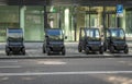 Modern electric micro cars, called also as quadricycles, parked in the street