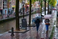 Amsterdam, Netherlands - 15.10.2019: Typical rainy day in Amsterdam Royalty Free Stock Photo