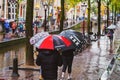 Amsterdam, Netherlands - 15.10.2019: Typical rainy day in Amsterdam Royalty Free Stock Photo