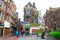 Amsterdam, Netherlands - 15.10.2019: Typical Amsterdam scene with colored buildings, canals, bridges and bicycles Royalty Free Stock Photo