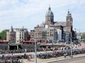 Amsterdam with Nicolaas basilica , Schreierstoren, bicycle Royalty Free Stock Photo