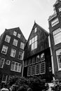 Amsterdam/Niederlande/ July 18, 2019: Black long residential houses in Netherlands
