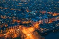 Amsterdam night city skyline aerial view from above, Amsterdam, Netherlands Royalty Free Stock Photo