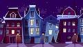 Amsterdam night cityscape vector cartoon illustration Royalty Free Stock Photo