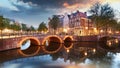 Amsterdam at night - Holland, Netherlands Royalty Free Stock Photo