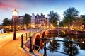 Amsterdam at night, Netherlands Royalty Free Stock Photo