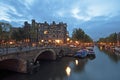 Amsterdam by night in Netherlands Royalty Free Stock Photo