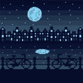 Amsterdam by night, pixel vector illustration