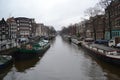 Amsterdam old bridge over river Amstel canal. Royalty Free Stock Photo