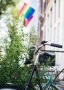 Amsterdam in one picture. Bike and LGBT flag.