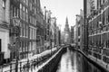 Amsterdam Oudezijds Kolk BW Royalty Free Stock Photo