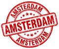 Amsterdam red grunge round stamp