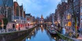 Amsterdam red-light district at dusk