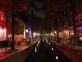 amsterdam red light district at night Royalty Free Stock Photo