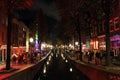 amsterdam red light district at night Royalty Free Stock Photo