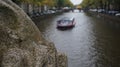 Amsterdam, river, canal, rainy autumn day Royalty Free Stock Photo